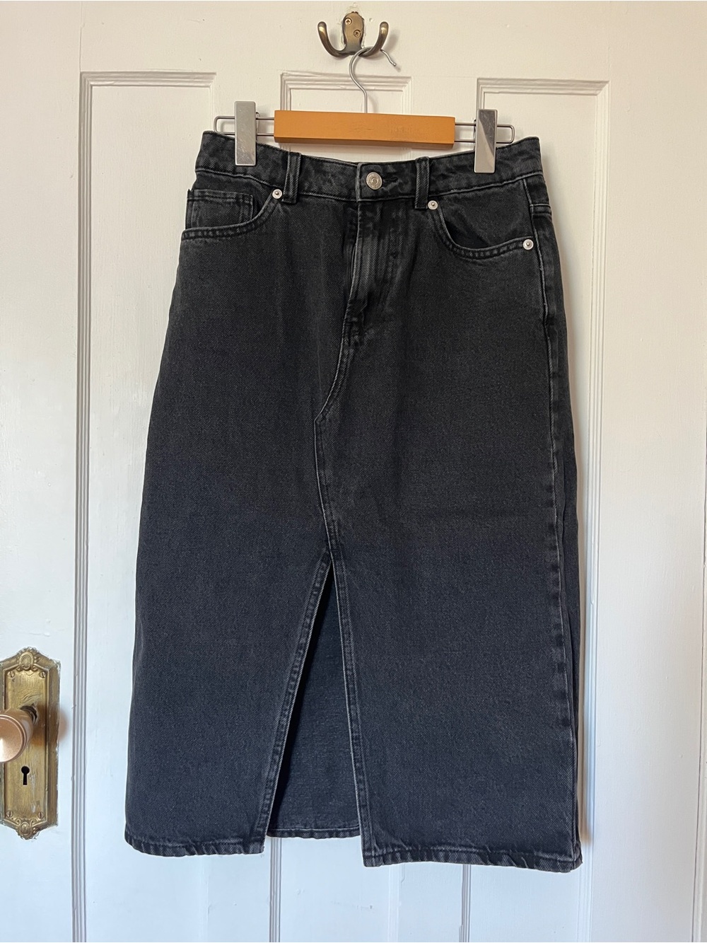 Mango washed black denim skirt 100% cotton